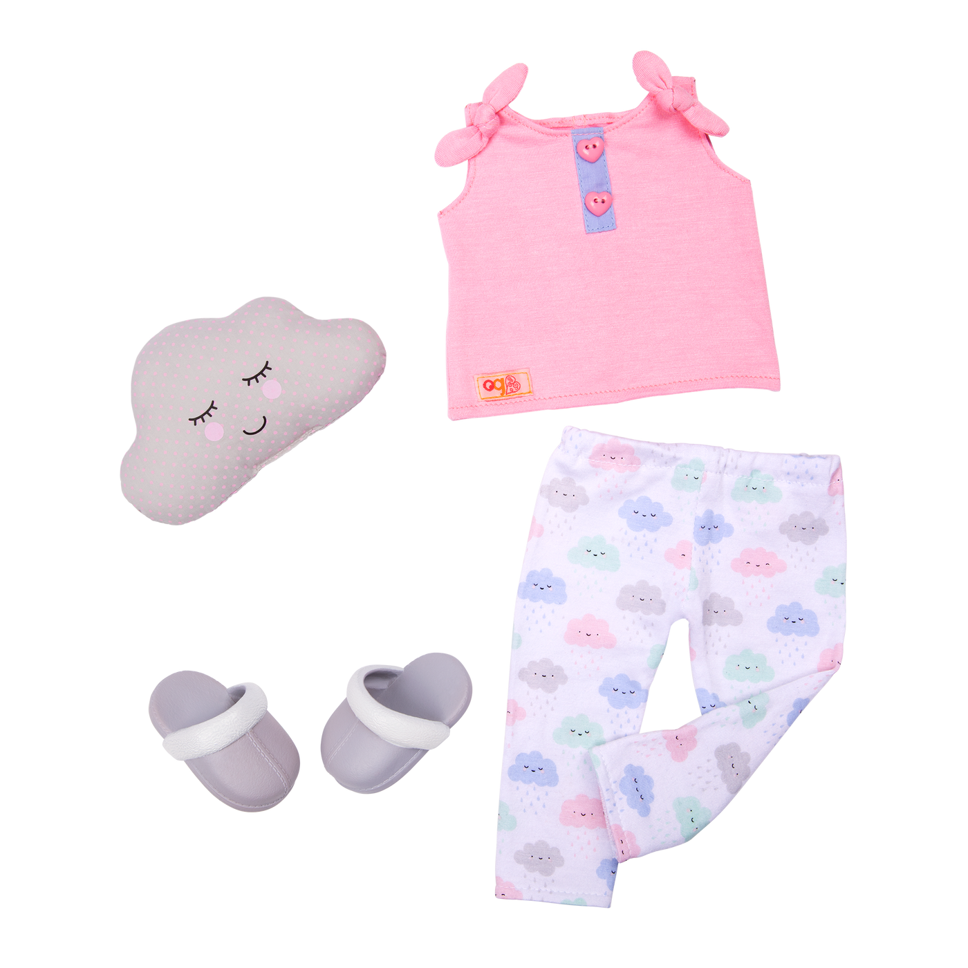 Cloud-themed pajamas with cloud plushie for 18-inch doll