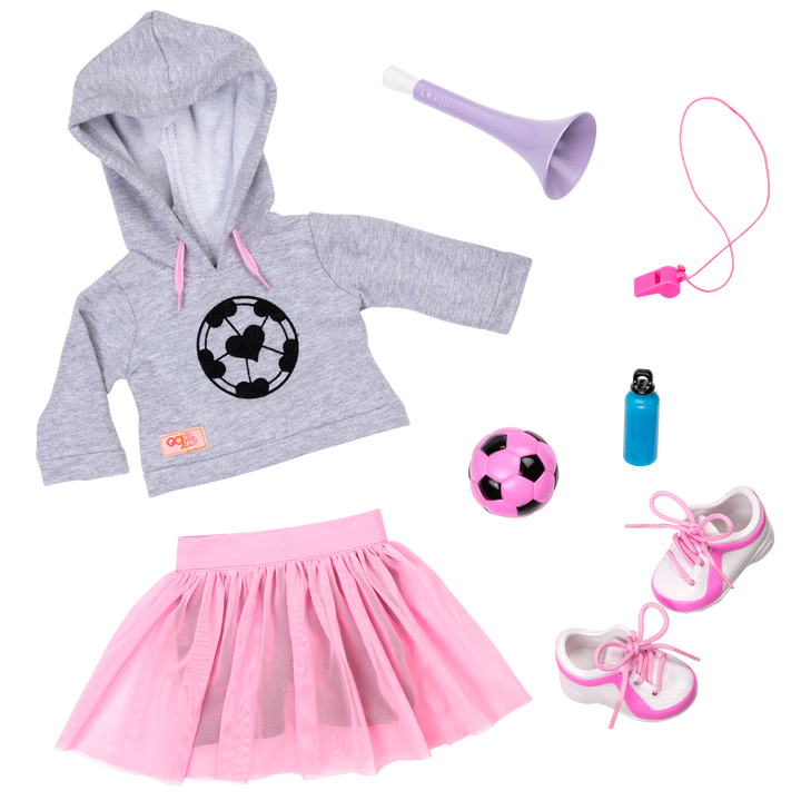 Fashion Goals Soccer Outfit Hooded Sweater for 18-inch Dolls