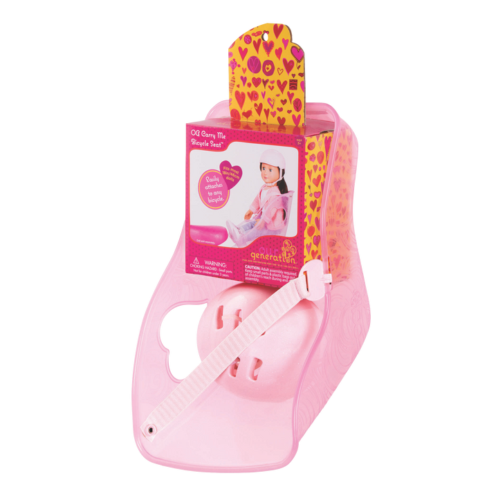 18-inch doll in toy bike seat