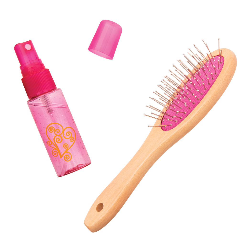 18-inch doll using hair brush and spray bottle playset