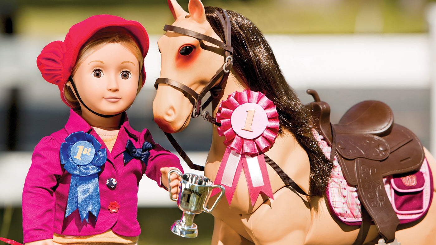 18 Inch Jockey Doll with a Toy Horse