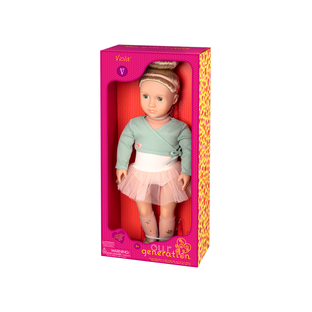 18-inch ballet doll with blonde hair and green eyes