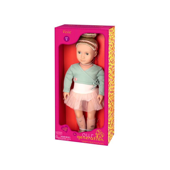 18-inch ballet doll with blonde hair and green eyes