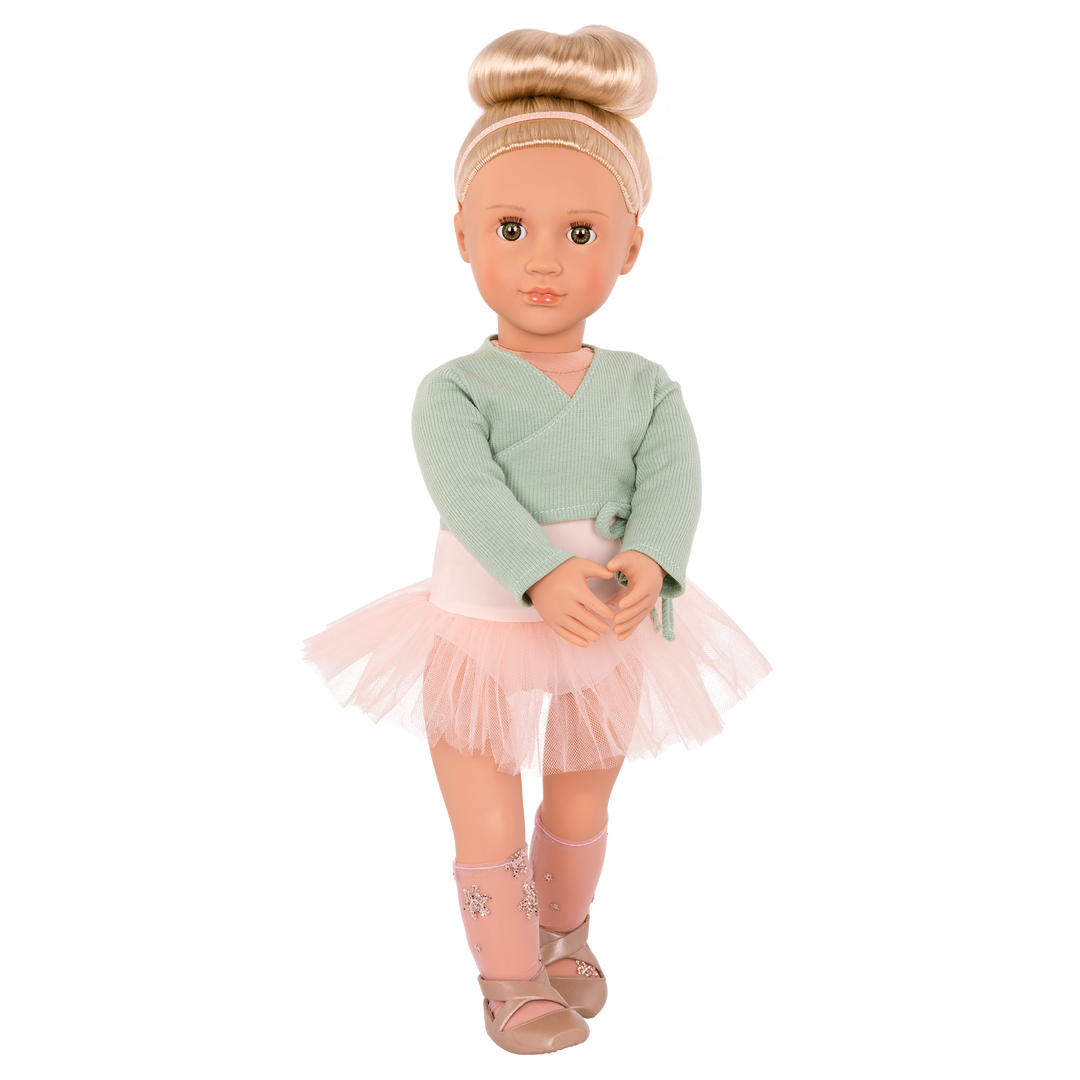 18-inch ballet doll with blonde hair and green eyes