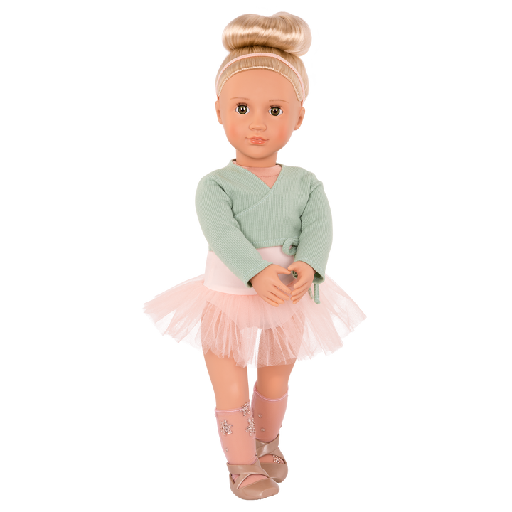 18-inch ballet doll with blonde hair and green eyes