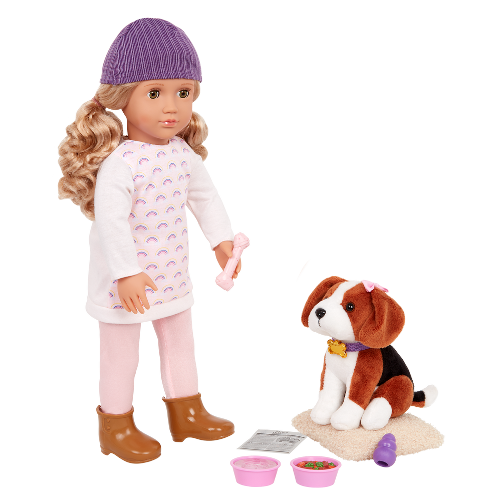 Our Generation 18-inch Doll Ember & Pet Dog Plush Elsie