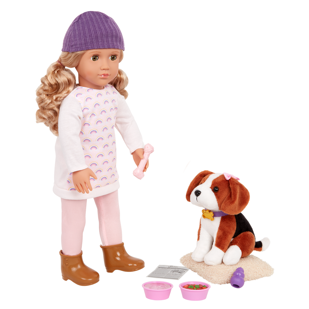 Our Generation 18-inch Doll Ember & Pet Dog Plush Elsie