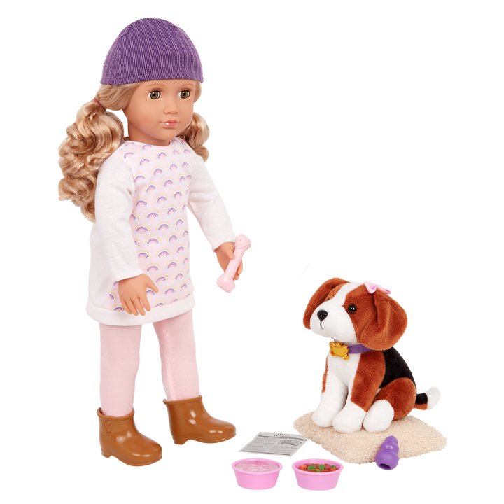 Our Generation 18-inch Doll Ember & Pet Dog Plush Elsie