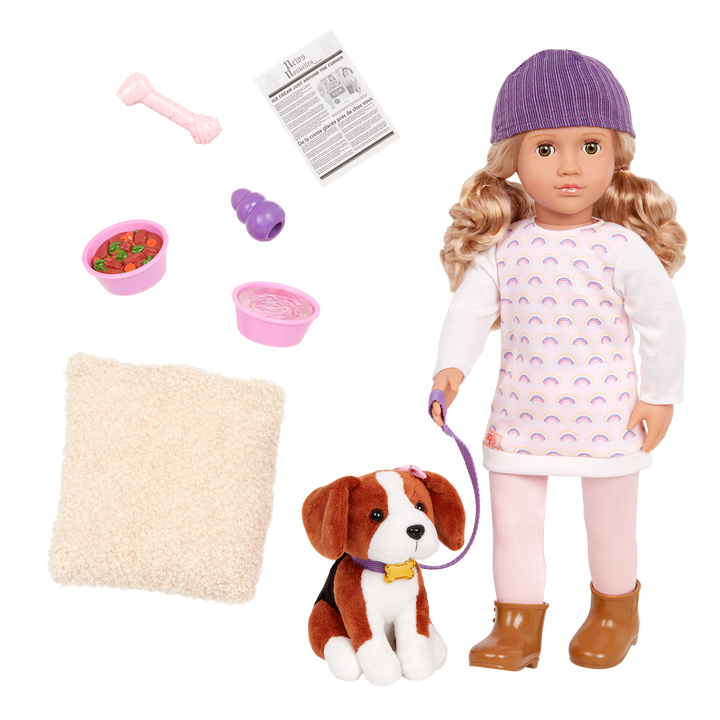 Our Generation 18-inch Doll Ember & Pet Dog Plush Elsie