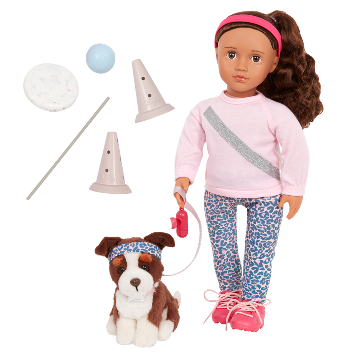 Our Generation 18-inch Dog Trainer Doll Natalia & Pet Plush Nillie