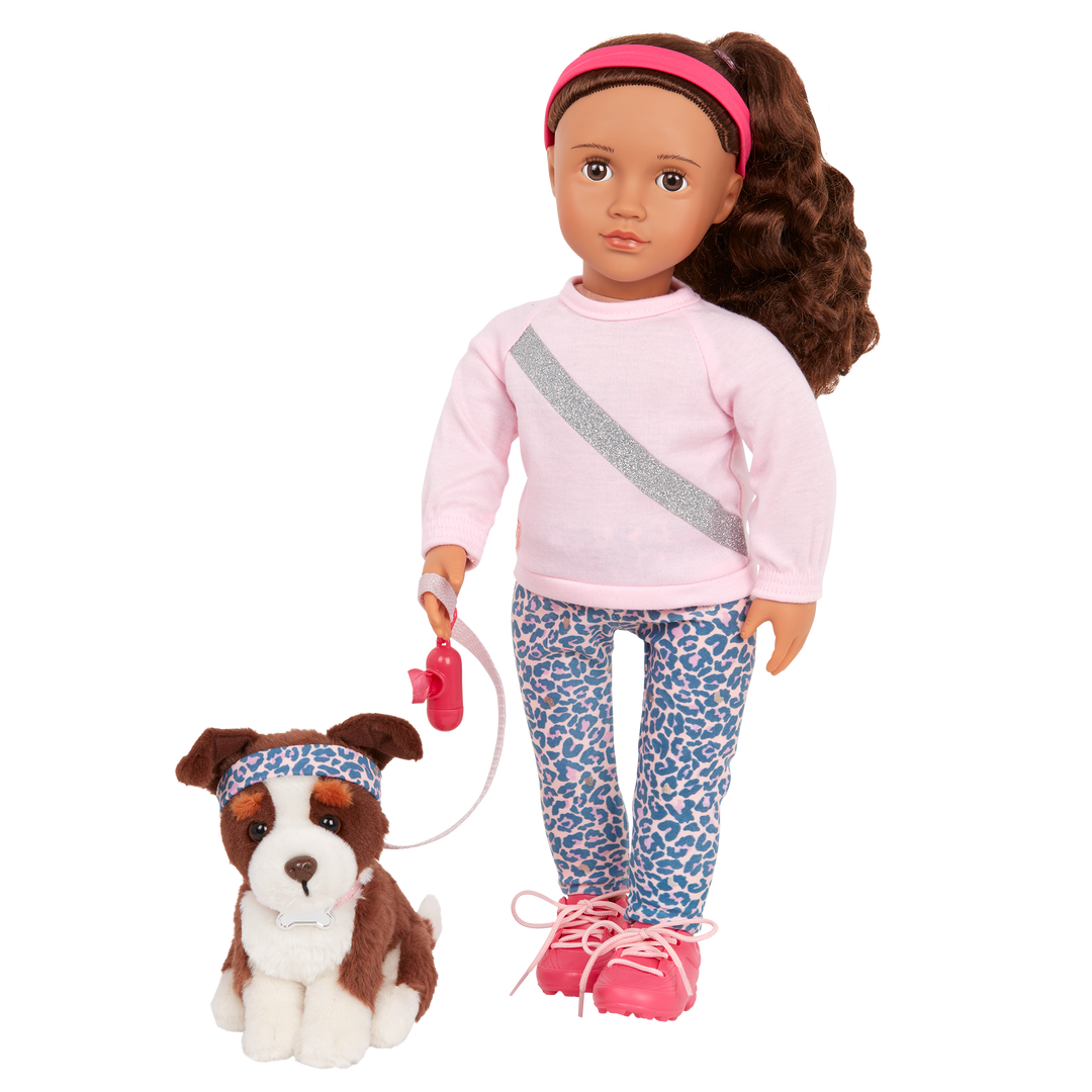 Our Generation 18-inch Dog Trainer Doll Natalia & Pet Plush Nillie