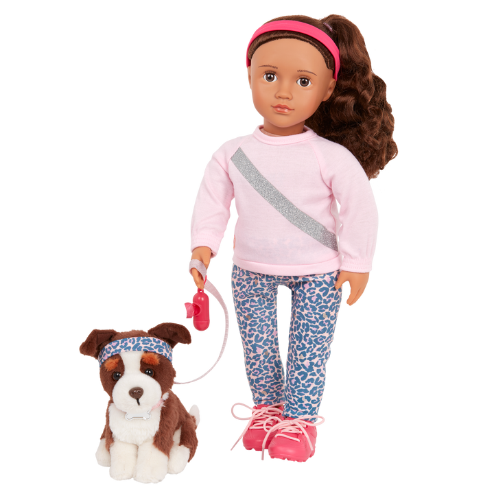 Our Generation 18-inch Dog Trainer Doll Natalia & Pet Plush Nillie