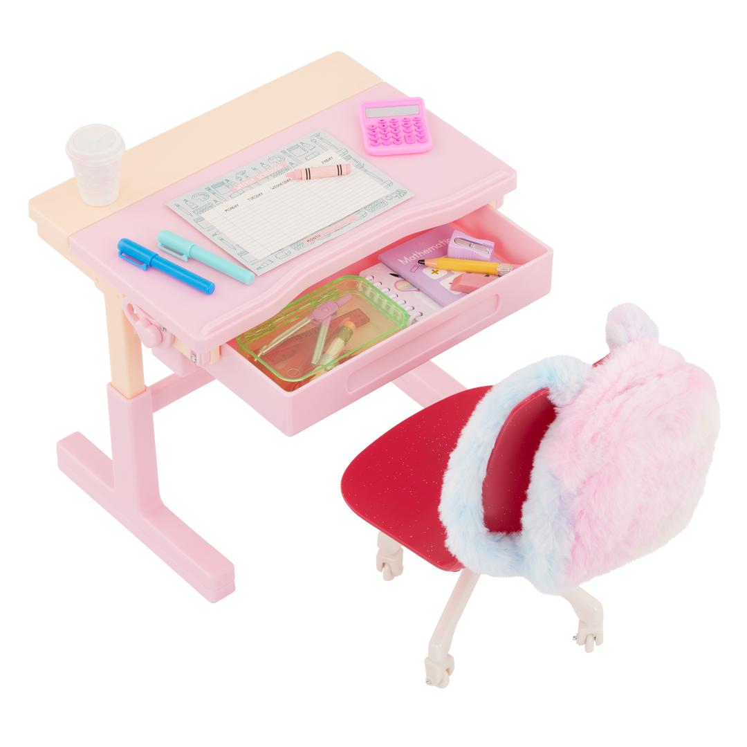 Our Generation Doll Pink Desk & Accessories Set