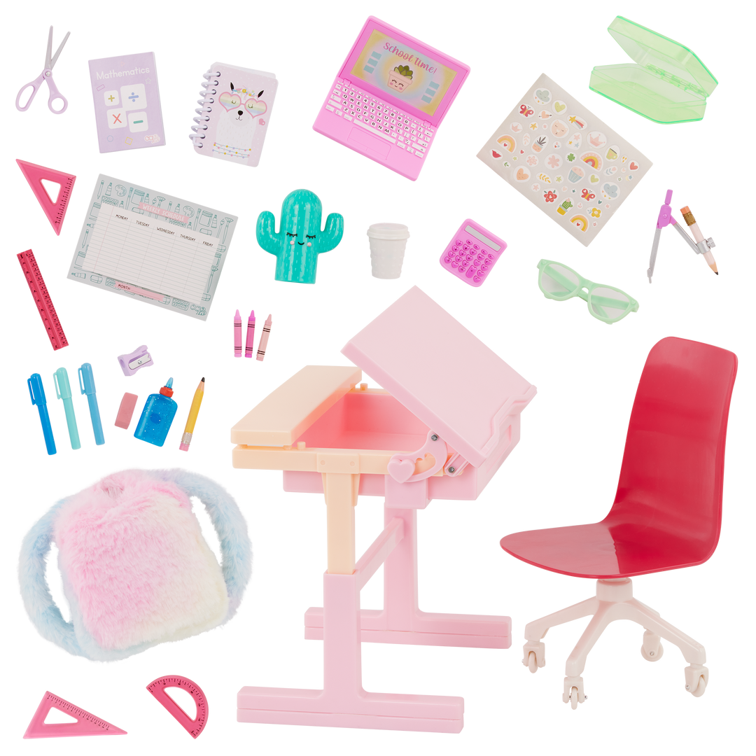 Our Generation Doll Pink Desk & Accessories Set