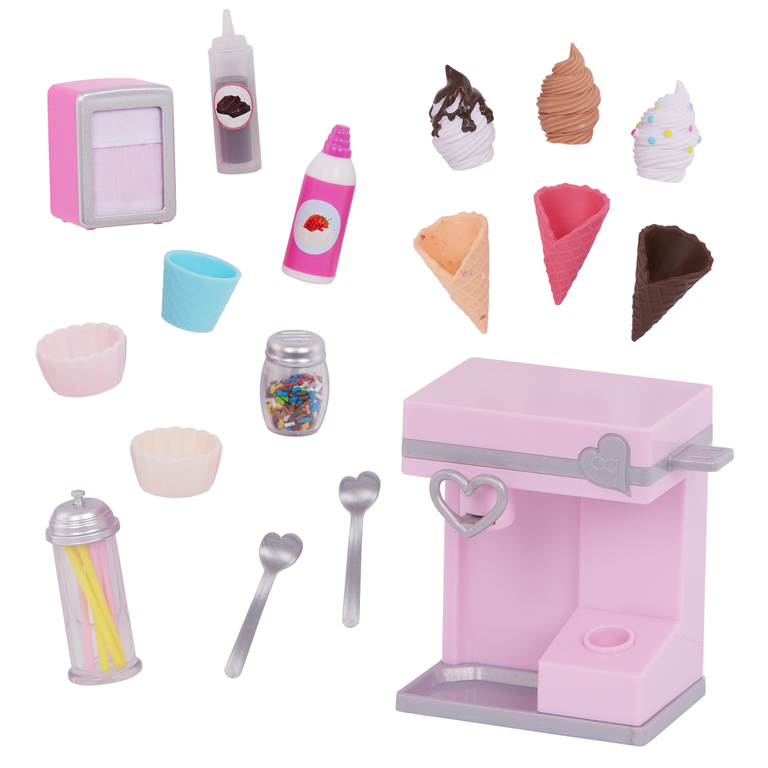 Our Generation Sundae Fun Day Ice Cream Machine Set for 18-inch Dolls