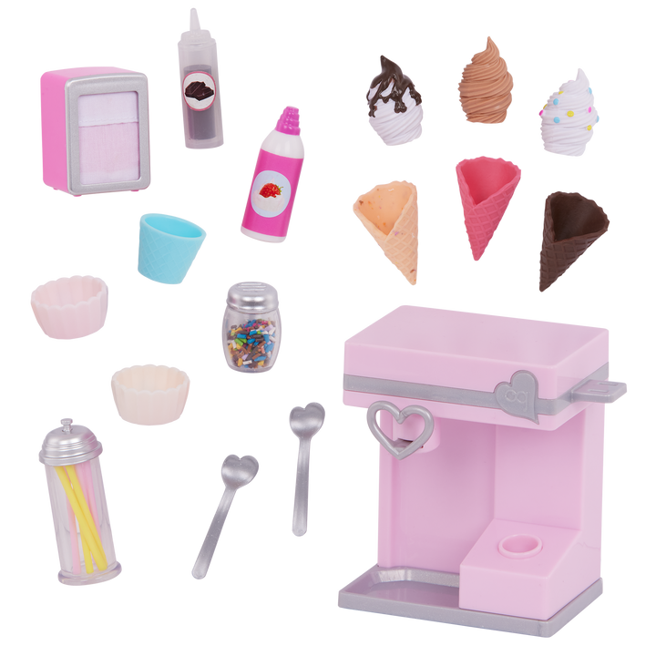 Our Generation Sundae Fun Day Ice Cream Machine Set for 18-inch Dolls