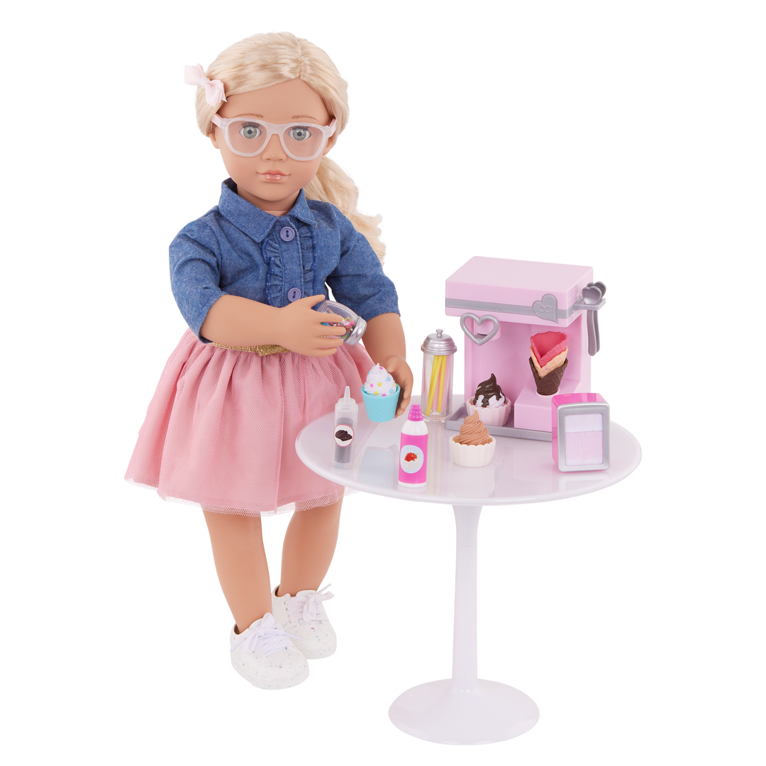 Our Generation Sundae Fun Day Ice Cream Machine Set for 18-inch Dolls