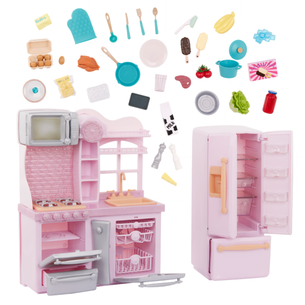 Ensemble de cuisine miniature pour poupée de 91 pièces pour enfants, meubles de maison de poupée 5-en-1 modernes pour poupées filles de 29,2 cm de la marque My Modern Mini, accessoires de Ensemble de cuisine miniature pour poupée de 91 pièces pour enfants, meubles de maison de poupée 5-en-1 modernes pour poupées filles de 29,2 cm de la marque My Modern Mini, accessoires de