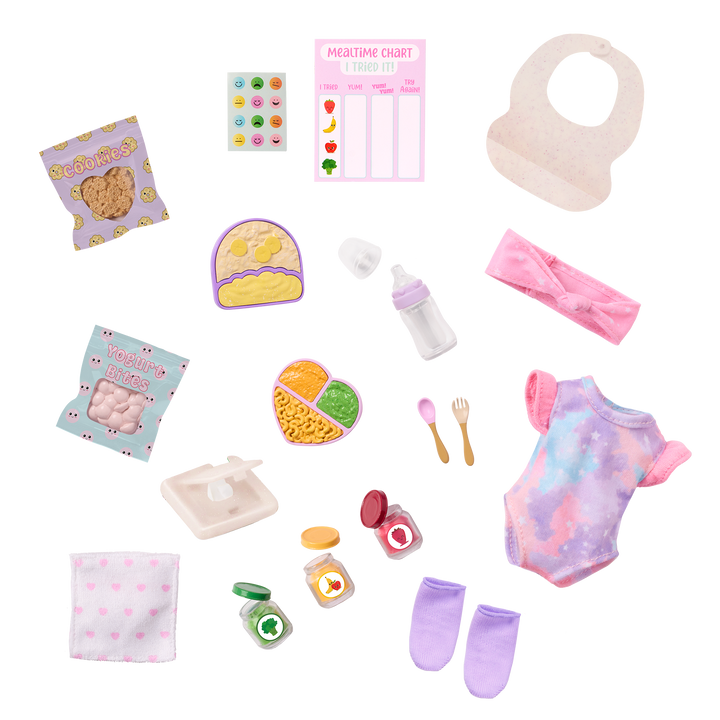 Our Generation Baby Emilia & Mealtime Set