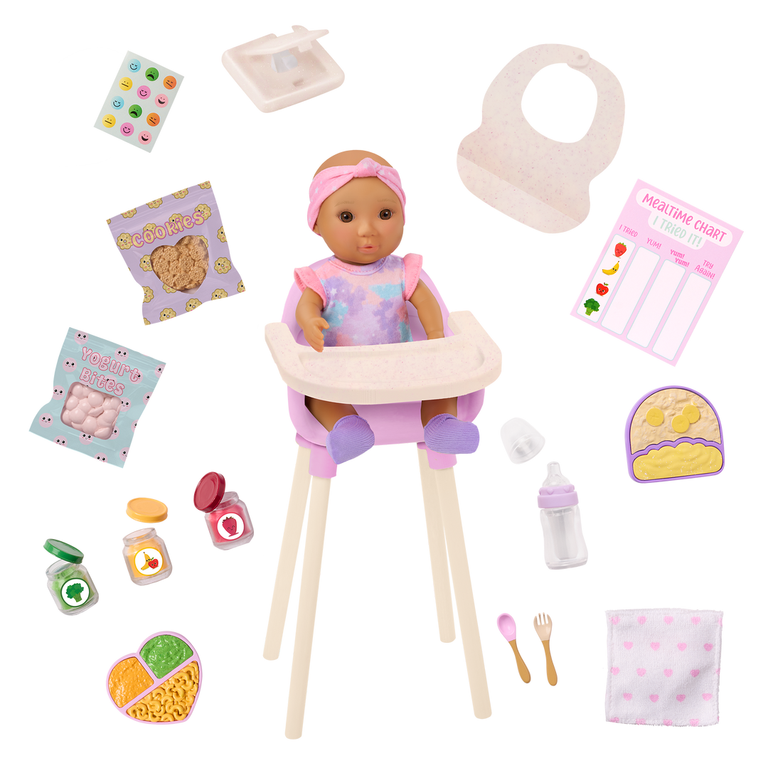 Our Generation Baby Emilia & Mealtime Set