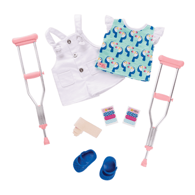 Overalls & Crutches Outfit for 18-inch Dolls