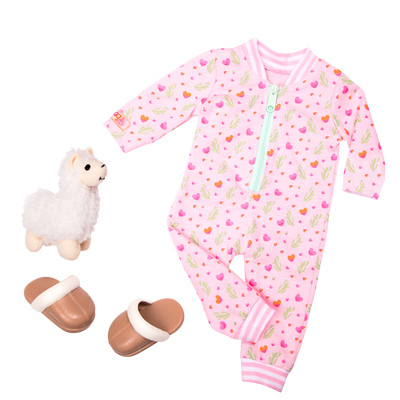 Pajamas and llama plushie for 18-inch doll