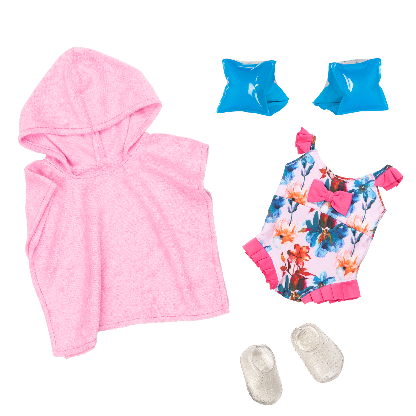 Seaside Blossom Swimsuit Outfit Hooded Towel for 18-inch Dolls