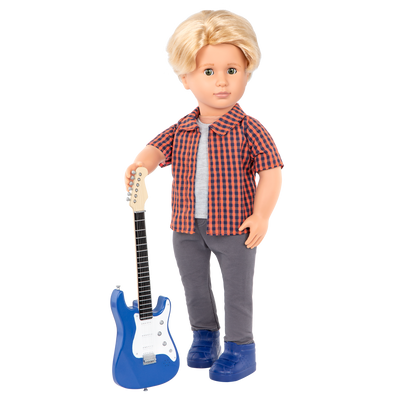 Plaid to Rock Outfit Electric Guitar for 18-inch Dolls