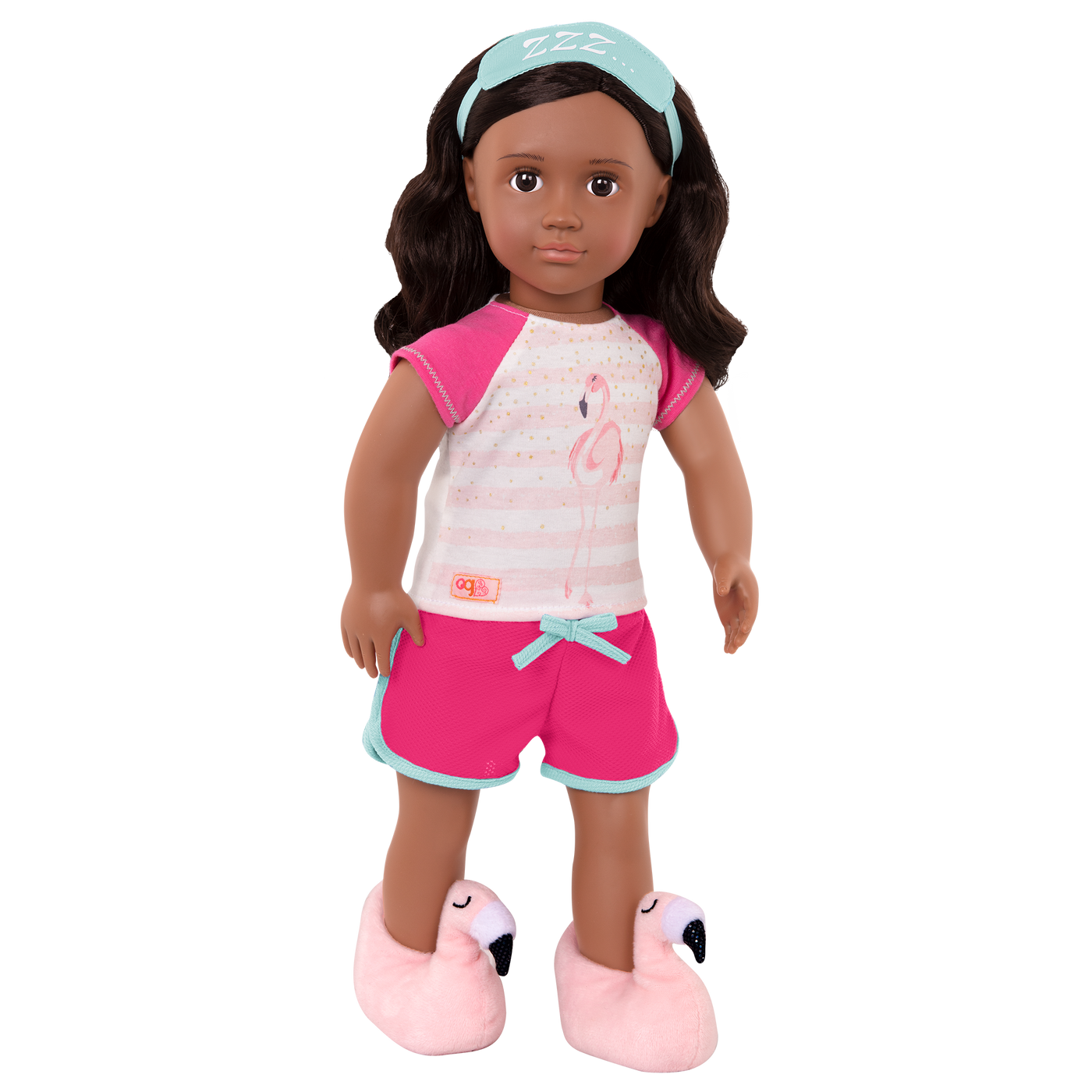 Flamingo Dreaming Pajama Outfit for 18-inch Dolls Pink Slippers