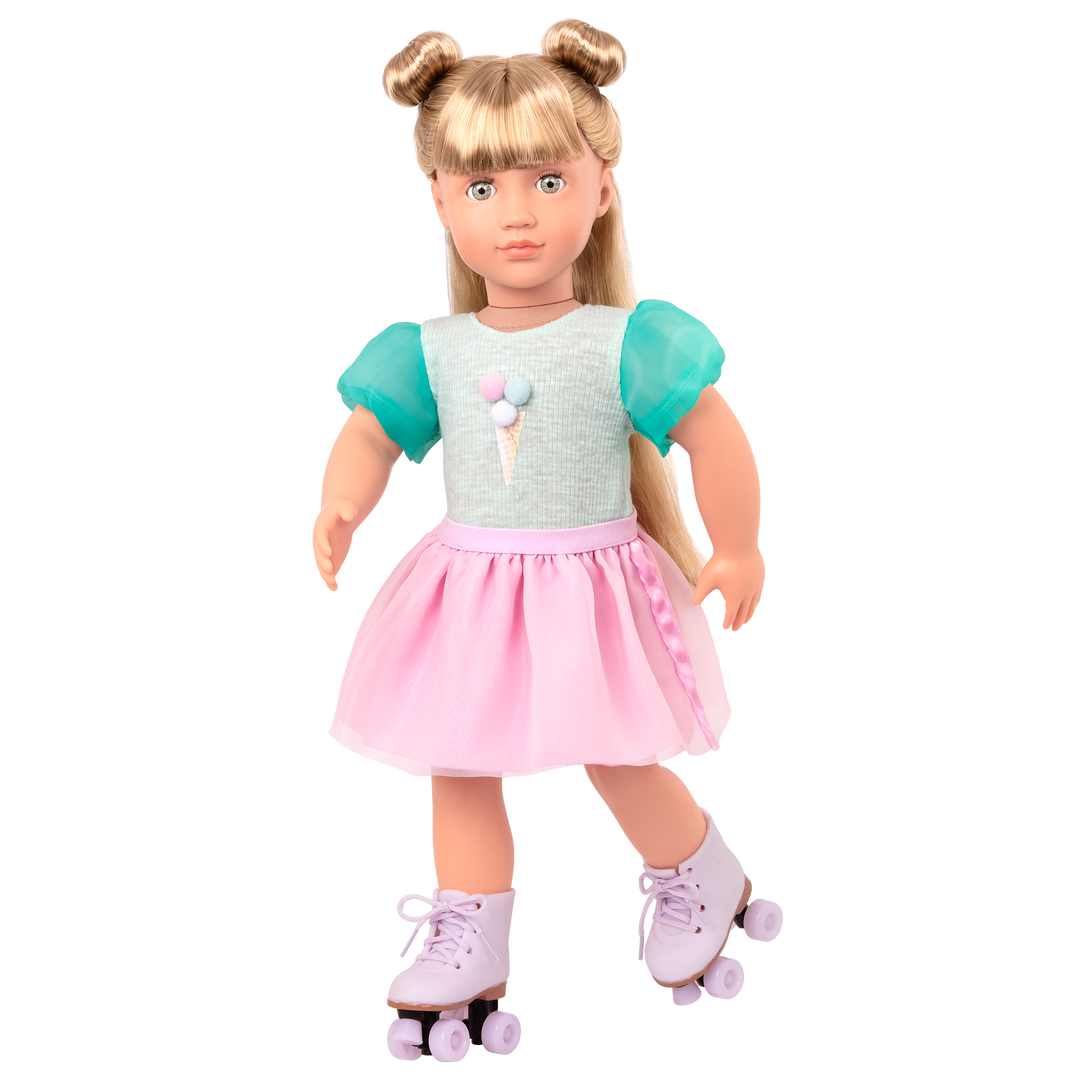 Scoopalicious Ice Cream Outfit Roller Skates for 18-inch Dolls