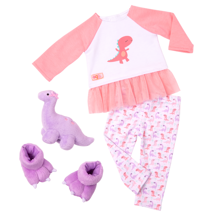 Dream Bright Sleep Tight Dinosaur Pajama for 18-inch Dolls