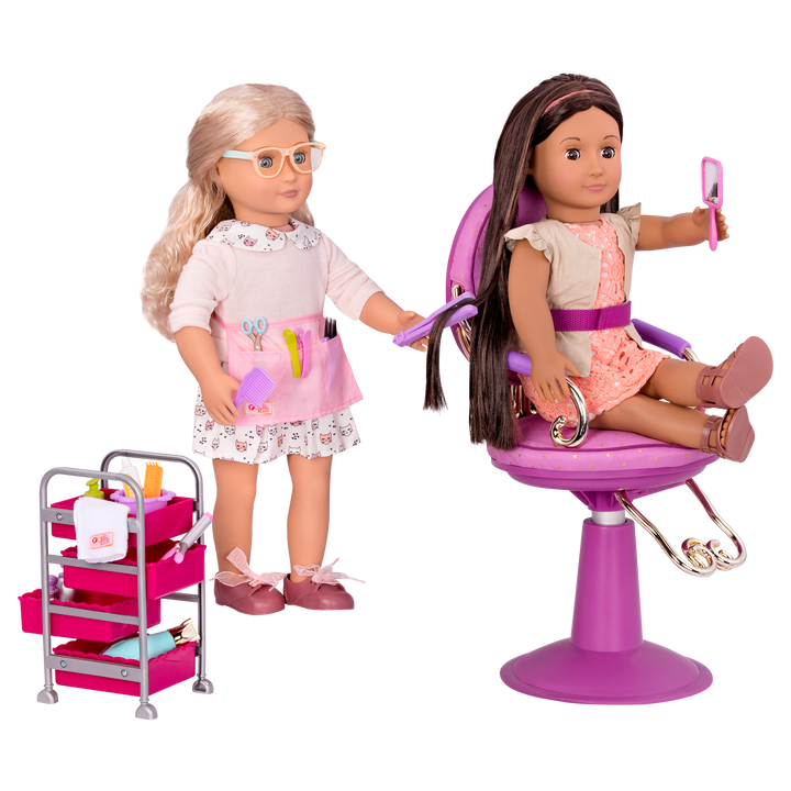 18-inch doll with hair salon playset