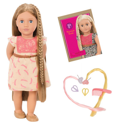 18-inch doll with light-brown hair, blue eyes and extensions