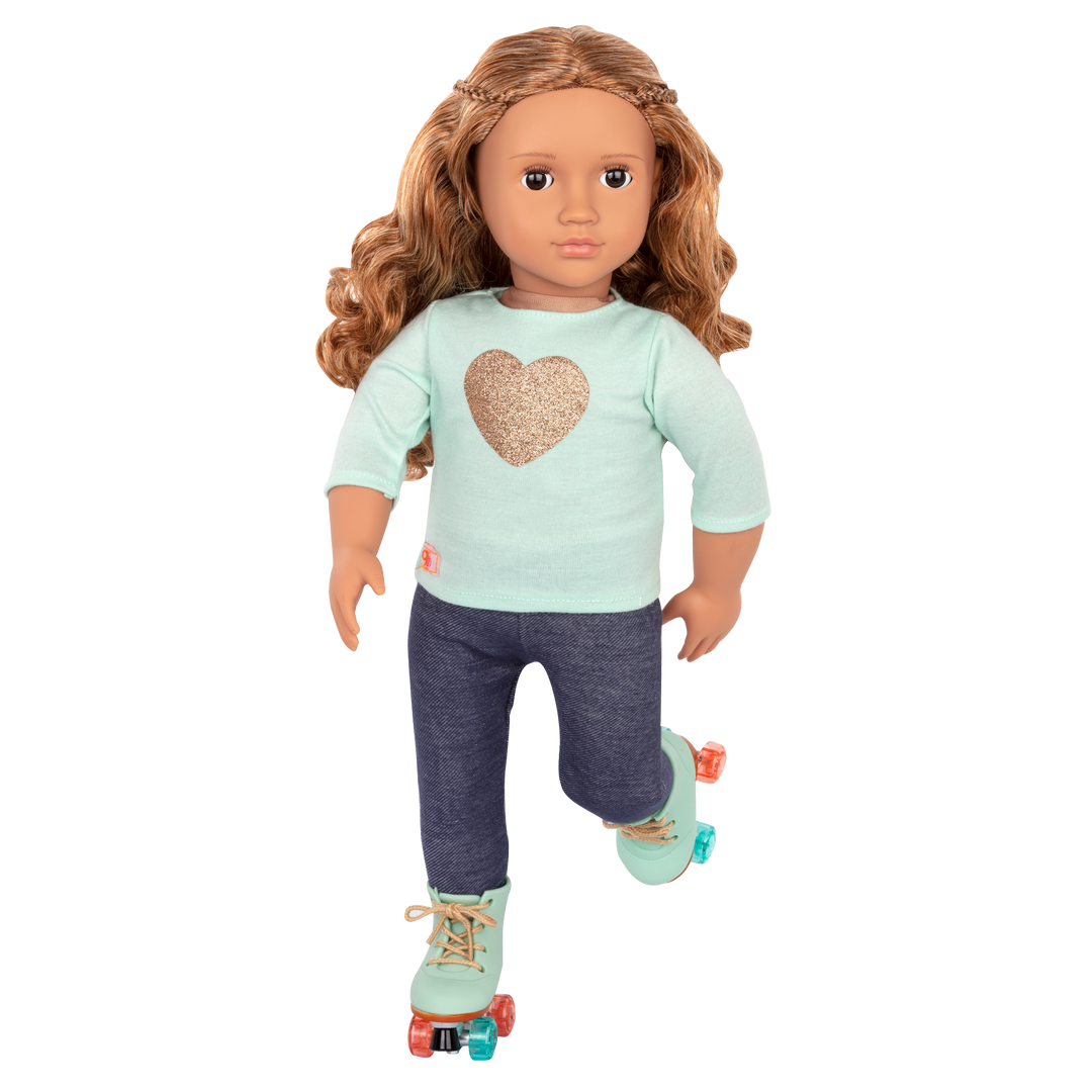 18-inch doll with light-brown hair, brown eyes, diner accessories and storybook