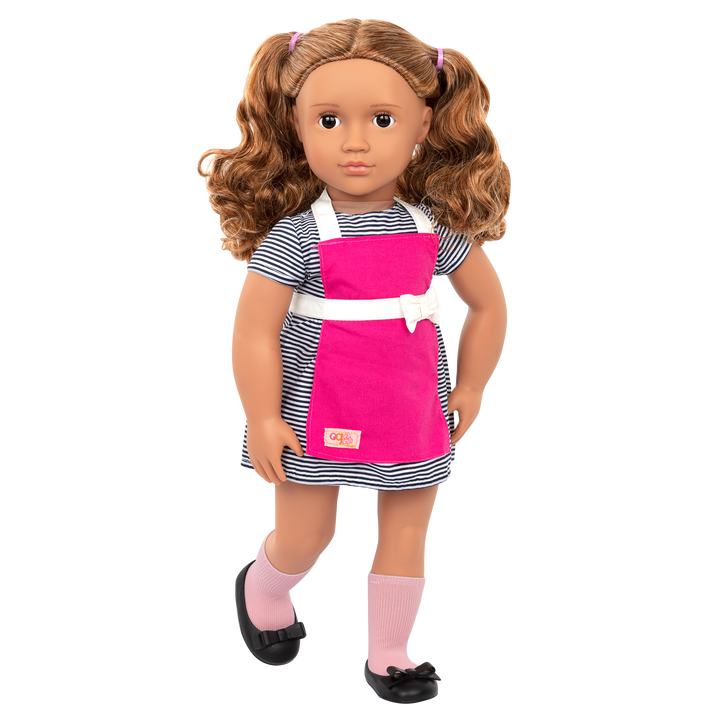 18-inch doll with light-brown hair, brown eyes, diner accessories and storybook