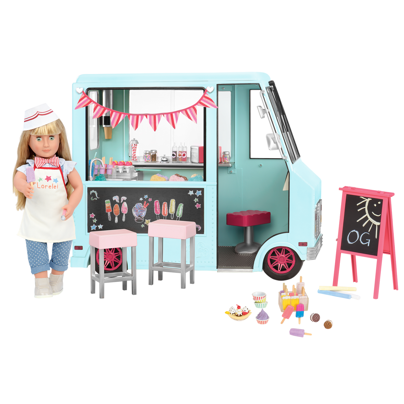 18-inch doll with ice cream playset