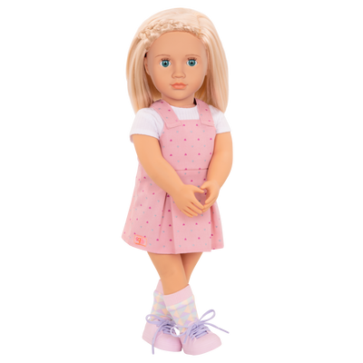 18-inch doll with blonde and teal-blue eyes