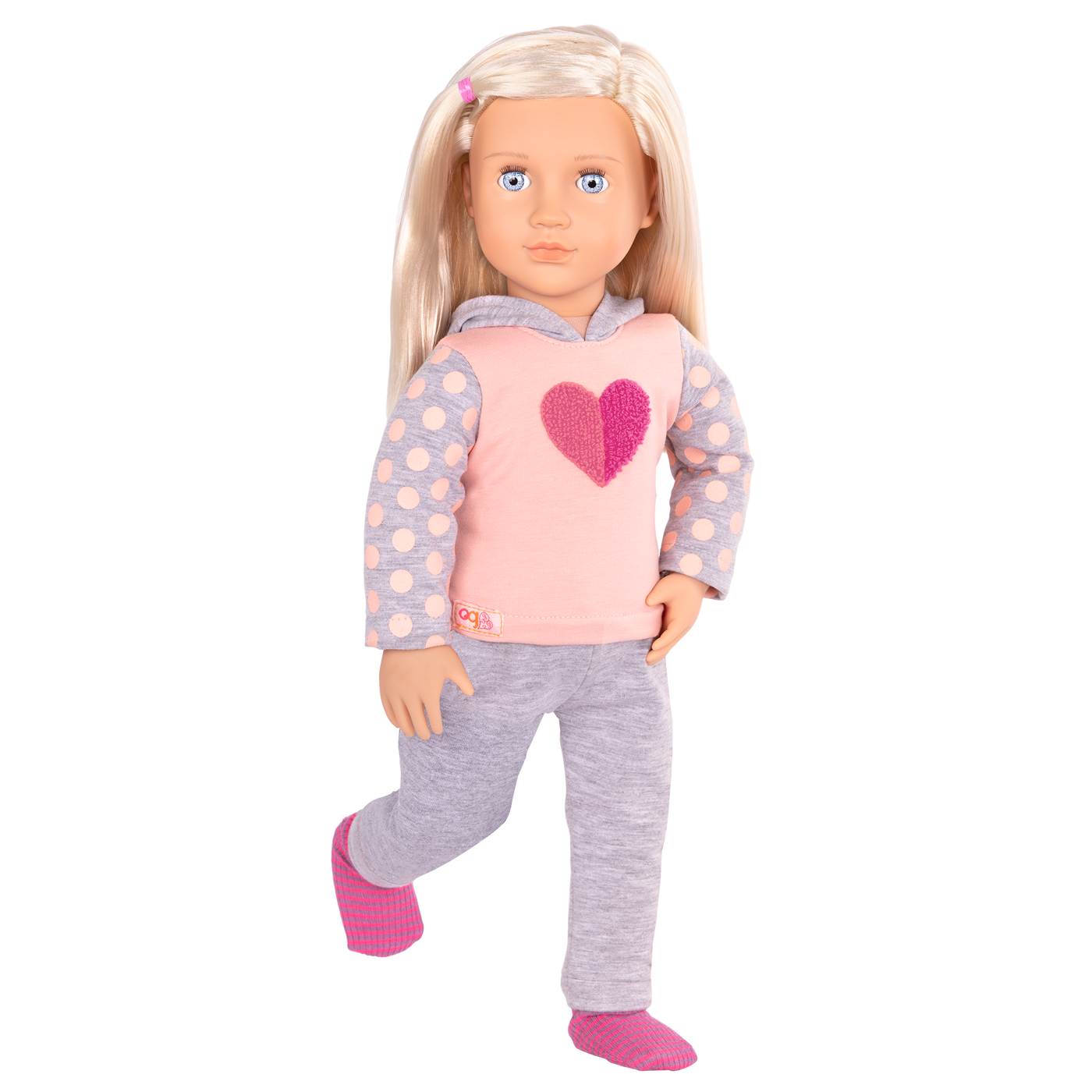 18-inch doll with blonde hair, pale blue eyes, hospital accessories and storybook