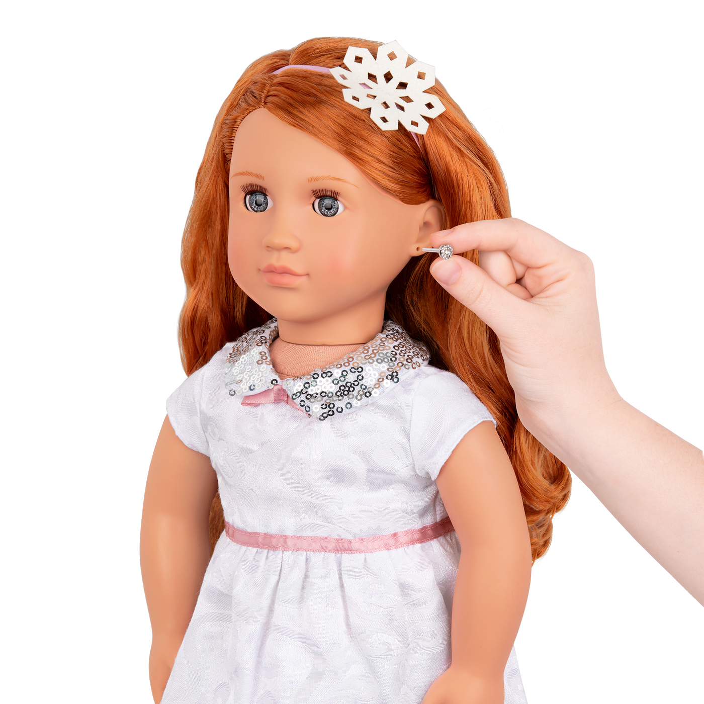 18-inch doll with red hair, blue eyes, jewelry and box