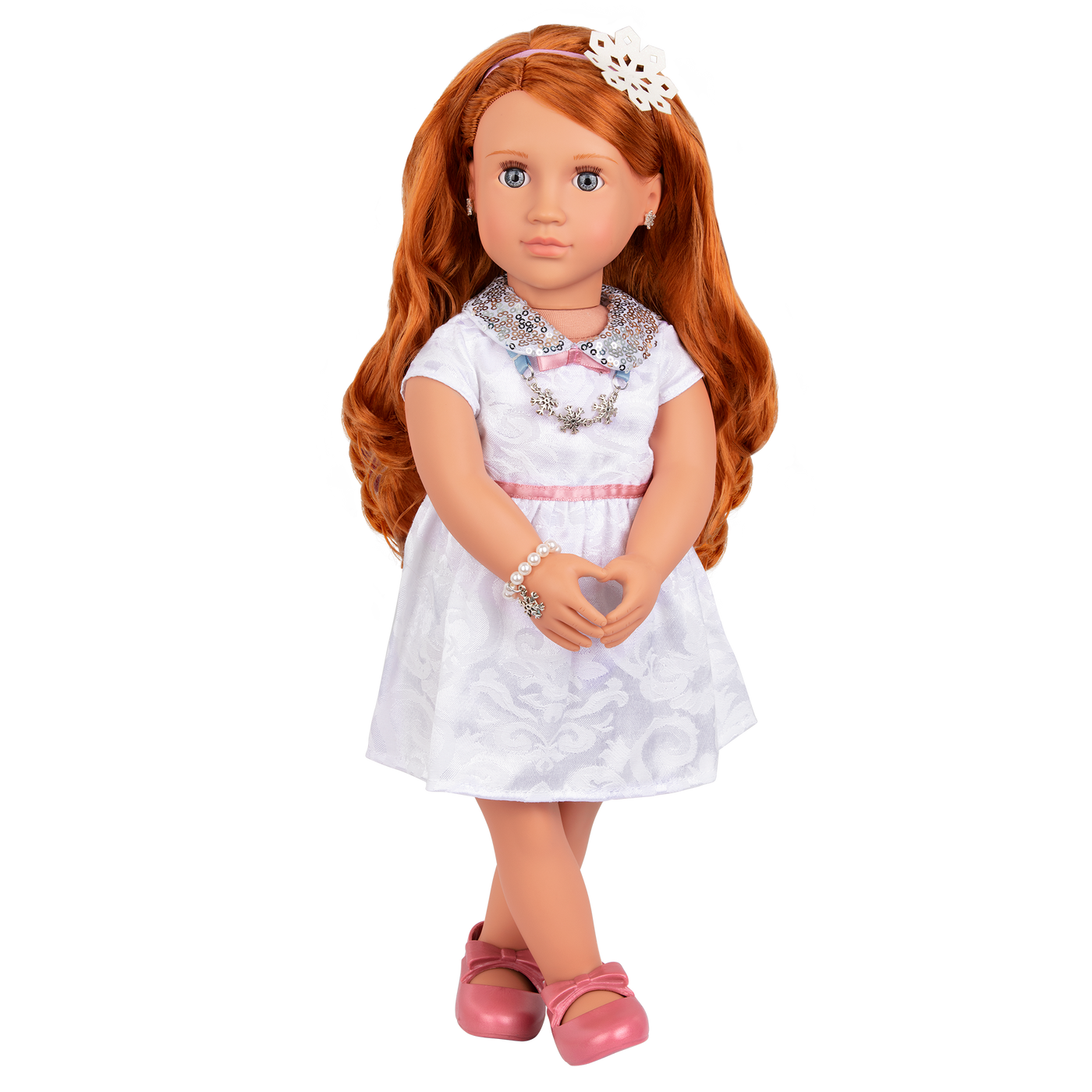 18-inch doll with red hair, blue eyes, jewelry and box
