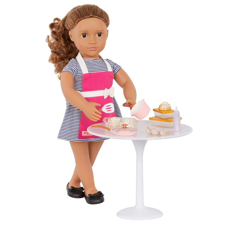 18-inch doll with cooking appliance playset