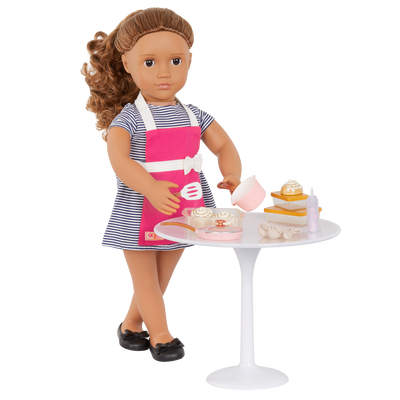 18-inch doll with cooking appliance playset