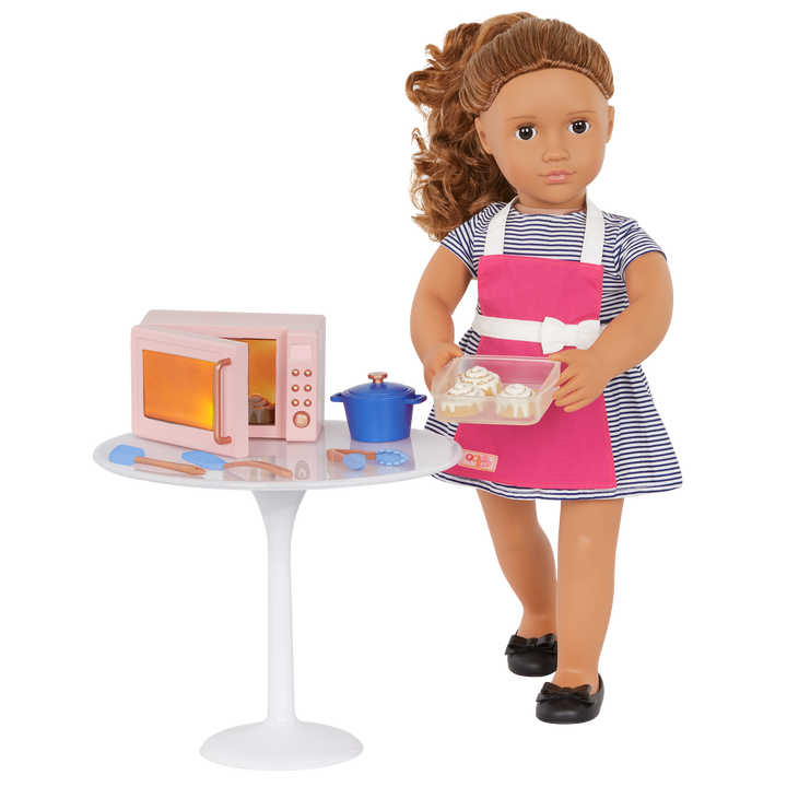 18-inch doll with cooking appliance playset