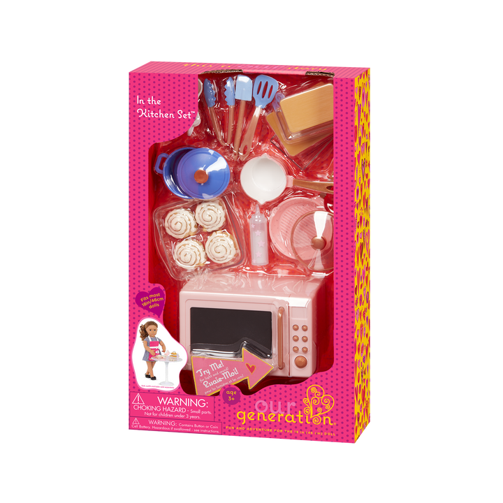 18-inch doll with cooking appliance playset