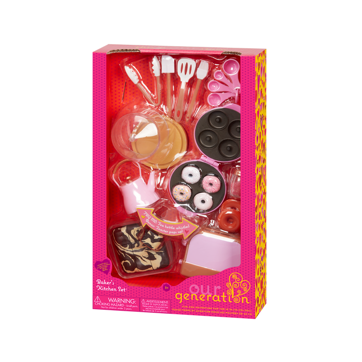 18-inch doll with baking playset