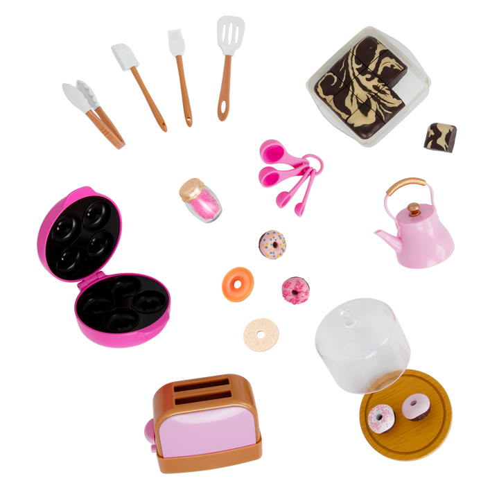 18-inch doll with baking playset