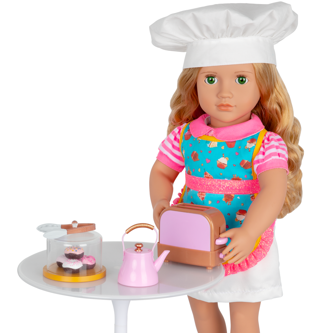 18-inch doll with baking playset