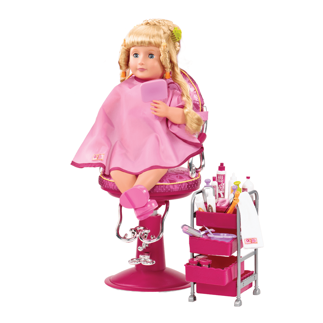 18-inch doll with hair salon playset