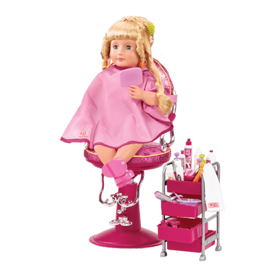 18-inch doll with hair salon playset