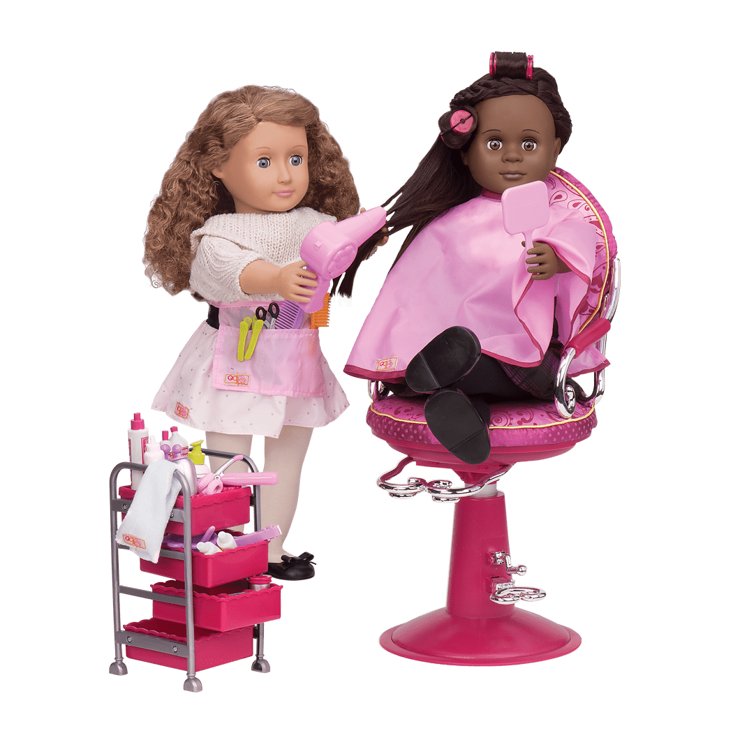 18-inch doll with hair salon playset